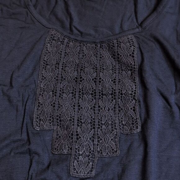 NWT ModCloth Dark Navy Blue Sleeveless peplum tank crochet neck size XXS - Picture 3 of 9